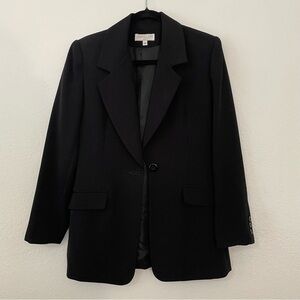 Papillon Paris Women's Black Blazer size 4 small one button closure long lined